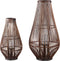 PTMD Lysia Brown Round Bamboo Lantern With Glass L