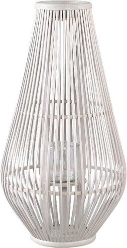 PTMD Lysia Sand Round Bamboo Lantern With Glass L