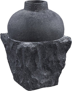 PTMD Mailey Decoratieve Pot - 25 x 25 x 38 cm - Cement - Zwart