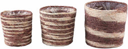 PTMD Mand Amer - 20x18x20 cm - Maisblad - Bruin - Set van 3