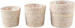 PTMD Mand Amer - 20x18x20 cm - Maisblad - Naturel - Set van 3