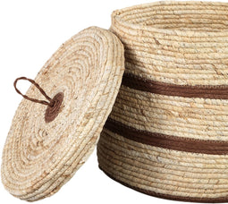 PTMD Manden Danial - 37x37x32 cm - Maisblad - Bruin - Set van 3