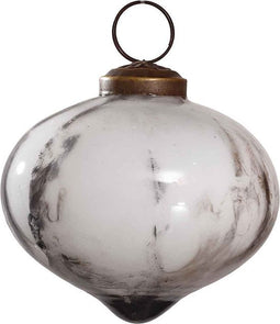 PTMD Marble Kerstbal - 7 x 7 x 7 cm - Glas - Zilver/wit
