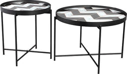 PTMD Marcela Bijzettafel - H43 x Ø60 cm - Set van 2 - Ijzer - Zwart