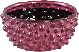 PTMD Marel Red Glazed Ceramic Pot Rough Dots Oval S