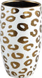 PTMD Marly Ronde Bloempot Panter - H27 x Ø15 cm - Keramiek - Wit/goud