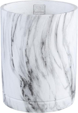PTMD Marmy White Cement Cilinder Pot Marble Print L