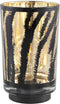 PTMD Maudy Windlicht Zebra LED - H20 x Ø12 cm - Glas - Zwart/goud