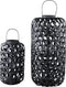 PTMD Mayita Black Round Bamboo Lantern With Glass L
