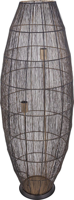 PTMD Meilo Black Iron Wired Floor Lamp Gold Inside Larg