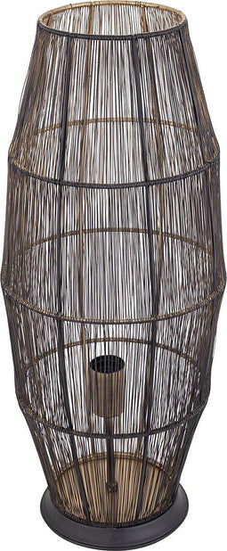 PTMD Meilo Black Iron Wired Floor Lamp Gold Inside Smal