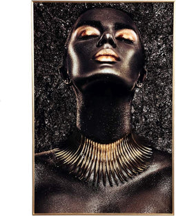 PTMD Melani Glass Art Wall Picture Shimmer Gold Woman