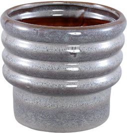 PTMD Melisa Grey Glazed Ceramic Round Pot Layers L