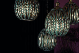 PTMD Mellis Gold Iron Hanging Lamp Leaves Ball