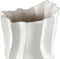 PTMD Merc White Ceramic Pot Wavy Ribbed High L