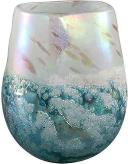 PTMD Mersh Ovale Vaas - 15 x 12 x 19,5 cm - Glas - Blauw