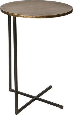 PTMD Mette goudkleurige bijzettafel metalen rond kruispoot maat in cm: 35 x 35 x 50 - Goud