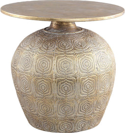 PTMD Meza Bronze Iron Sidetable Big Egg Shaped Base Rnd