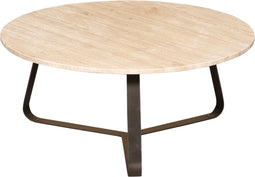 PTMD Micka Black Travertine Coffeetable Round Large