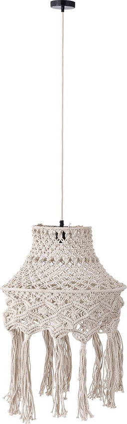 PTMD Milley Cream Cotton Macrame Hanging Lamp Round