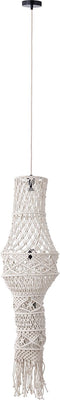 PTMD Milley Cream cotton macrame hanging lamp w tassels