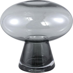 PTMD Minty Grey Glass Vase Round On Foot M