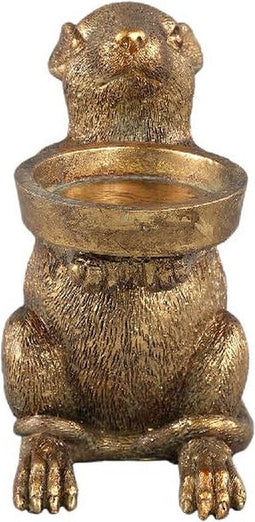 PTMD Miro Gold Polyresin Mouse Candle Holder S