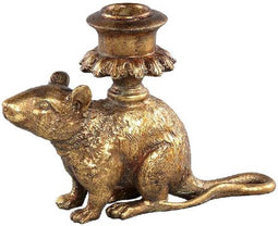 PTMD Miro Gold Polyresin Sitting Mouse Candle Holder