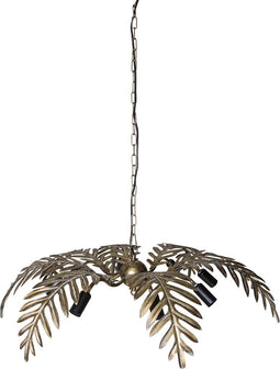PTMD Moira Gold Metal Hanging Lamp Palm Leaf Wide