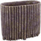PTMD Morganne Brown Oval Cement Pot Ribbed Lines L