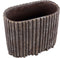PTMD Morganne Brown Oval Cement Pot Ribbed Lines L
