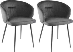 PTMD Move Velvet Stoelen - 55x57x75 cm - Fluweel - Grijs - Set van 2