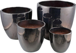 PTMD Mylie Silver Ceramic Pot Shiny Round SV4