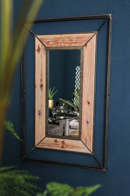 PTMD mylou zwart spiegel metaal + houten frame