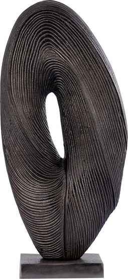 PTMD Neona Black Alu Round Shaped Statue Ribbed