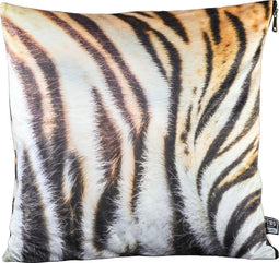 PTMD Nia Vierkant Kussen Tijger - 45 x 10 x 45 cm - Velvet - Wit