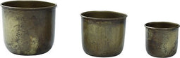 PTMD Nilo Bloempot - 12,5x12,5x11,5 cm - Ijzer - Messing - Set van 3