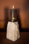 PTMD Nimo White Marble Candleholder Antique Gold Top S