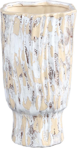 PTMD Nirah Ronde Bloempot - H44 x Ø19 cm - Keramiek - Wit