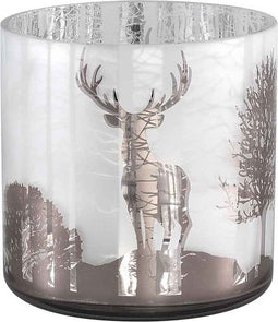 PTMD Nordin Windlicht Rendier - H15 x Ø15 cm - Glas - Wit/goud