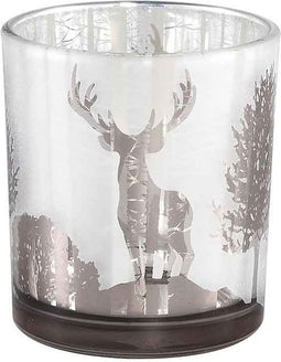 PTMD Nordin Windlicht Rendier - H8 x Ø7 cm - Glas - Wit/goud