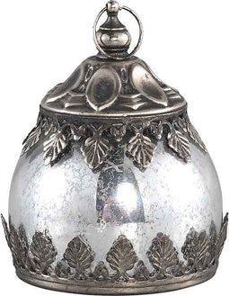 PTMD Nordy led lantaarn - glas met metaal - H 11 x Ø 8 cm - Zilver