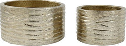 PTMD Norre Ronde Bloempot - H20xØ40 cm - Set van 2 - Aluminium - Goud