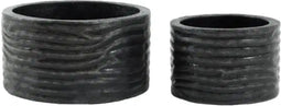 PTMD Norre Ronde Bloempot - H20xØ40 cm - Set van 2 - Aluminium - Zwart