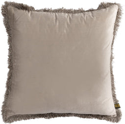 PTMD Nous Beige Velvet Cushion With Fringes Square L