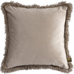 PTMD Nous Beige Velvet Cushion With Fringes Square S
