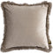 PTMD Nous Beige Velvet Cushion With Fringes Square S