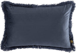 PTMD Nous Blue Velvet Cushion With Fringes Rectangle