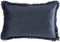 PTMD Nous Blue Velvet Cushion With Fringes Rectangle