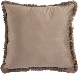 PTMD Nous Taupe Velvet Cushion With Fringes Square L